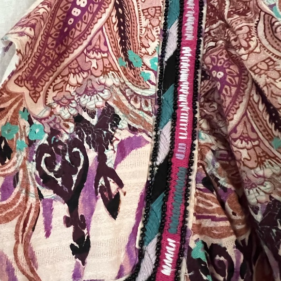 NWT INC Pink Boho Puffy Balloon Sleeve Embroidered Embellished Mini Dress,  XS - Picture 7 of 12